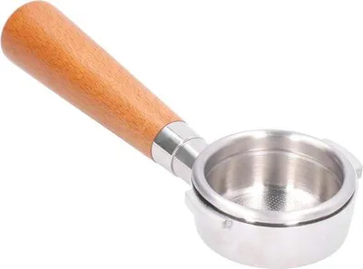 Obrázek produktu pro 58mm kávové filtry bez dna pro kávovary – z nerezové oceli s dřevěnou rukojetí