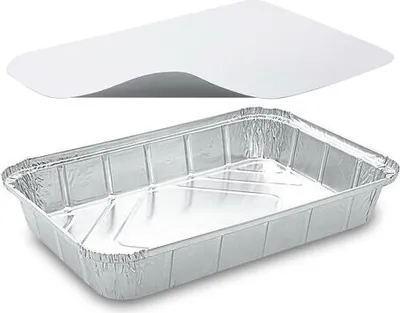 Produktbild von 10x Alu-Servierschale Aluschale Grillschale eckig 2000ml inklusive Deckel