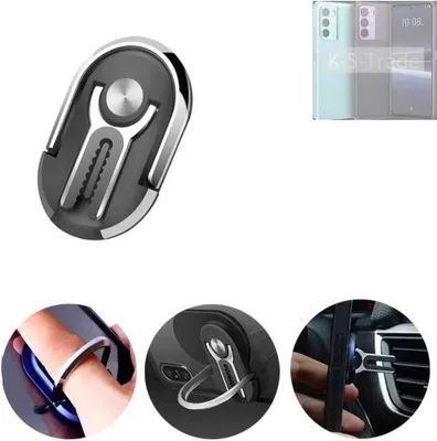 Produktbild von K-S-Trade 3in1 Smartphone-Ring Handy-Ring kompatibel mit HTC U23 Fingerhalterung  Handyring Tischständer Lüftungsgitter-Halterung Tisch Ständer