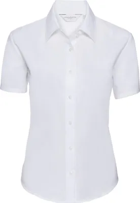 Produktbild von Russell Collection Easy Care Oxford Bluse, Kurzarm FK745 (2XL) (Weiß)