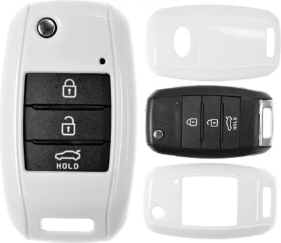 Produktbild von Auto Schlüssel Kunststoff Hülle ABS Plastik Schutz Cover Weiß kompatibel mit KIA Sportage Rio Ceed Sorento Soul Carens Picanto Klappschlüssel