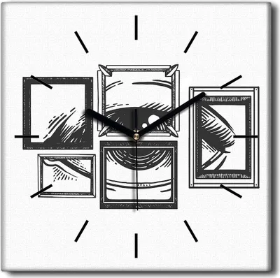 Produktbild von Coloray Uhr auf Leinwand 30x30 cm Wand Uhr Dekoration Wohnzimmer Segeltuch schwarze Hände -Abstraktion Kunstkunst