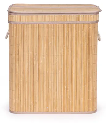 Produktbild von Wäschekorb Bambus mit Deckel, 100 L, 2 Fächer, Natur