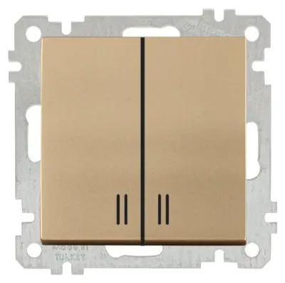 Produktbild von 2-fach Kontrollschalter Gold Optik – Unterputz IP20 für Innen – CANDELA