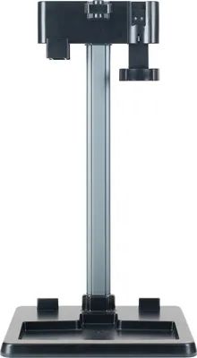 A black and gray charging and storage station for a hand vacuum cleaner.