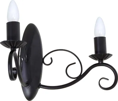 Immagine prodotto di Lampada da parete classica "Mauro" in metallo nero a 2 luci soggiorno camera da letto corridoio