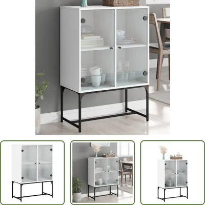 Immagine prodotto di The Living Store Mobile laterale con ante in vetro bianco 69x37x100 cm