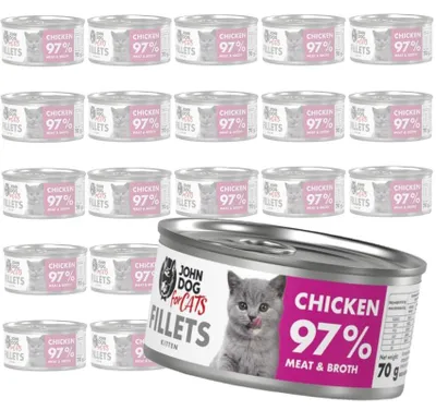 Produktbild von John Dog for Cats Nassfutter für Kätzchen Hühnerfilet 24x70g