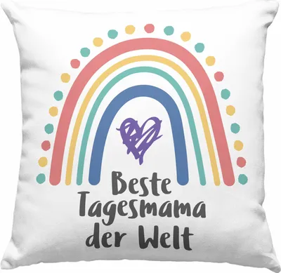 Produktbild von Trendation - Beste Tagesmama Geschenk Deko-Kissen mit Füllung 40x40 Tagesmutter Aufpasserin Erzieherin Geschenkidee mit Herz (Grün)