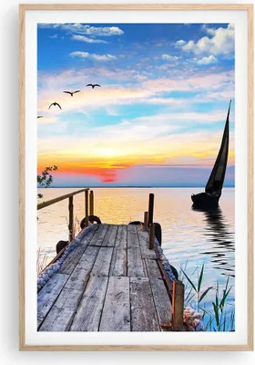 Produktbild von Gerahmtes Poster - Rahmen in heller Eiche - Brücke See - 61x91,5 cm - Wand Bild - Wanddeko - Wandbilder - Kunstposter - Wandposter - Bilderrahmen - Bilder - Kunstdruck - Wandbild - P2NPA61x91-4115