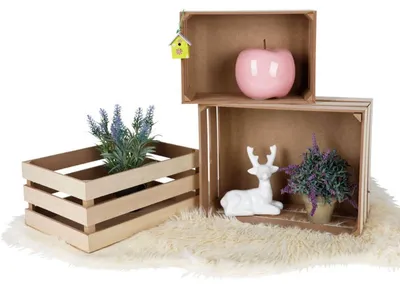 Produktbild von Dekokisten-Set 3-teilig Holzkisten Holzbox Obstkisten Beistelltisch Aufbewahrung