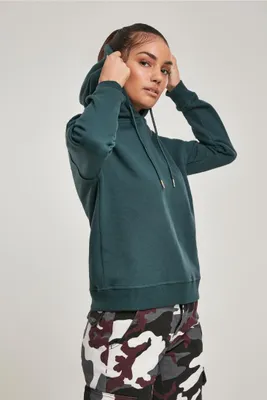 Immagine prodotto di Urban Classics TB1524 | Felpa con cappuccio da donna con polsini a coste - Colore: verde bottiglia - Taglia: M
