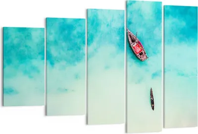 Produktbild von Bild auf Leinwand - Leinwandbild - Insel Boot Schiff Ozean - 150x100cm - Wand Bild - Wanddeko - Leinwanddruck - Bilder - Kunstdruck - Wanddekoration - Leinwand bilder - Wandkunst - EG150x100-2923
