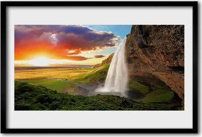 Produktbild von Bild 60x40 MDF-Rahmen Wandkunst Berg Wasserfall Natur