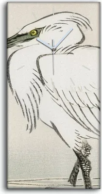 Produktbild von Wanduhr Bürouhr Leinwand Bild 30x60 Malerei Asiatische Tier Vogel Kunst - weiße Hände
