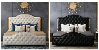 Produktbild von Bett 2x Nachttisch 3 tlg Schlafzimmer Set Möbel Modern Luxus Betten Chesterfield