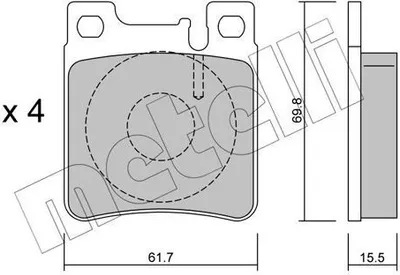 Obrázok produktu pre METELLI 22-0567-0, súprava brzdových doštičiek na zadnú nápravu, kompatibilná s vozidlami: MERCEDES-BENZ C-Trieda (sedan, model W203), C-Trieda (sedan, model W202), SLK (model R170), CLK