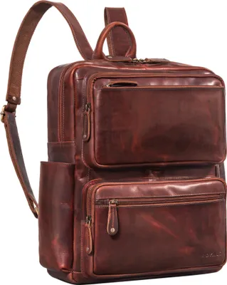 Produktbild von ROYALZ 'Rockford' XL Rucksack Leder Herren Damen Echtleder Laptoptasche 14 - 15,6 Zoll Notebook DIN A4 Business Lederrucksack Arbeitsrucksack Tagesrucksack
