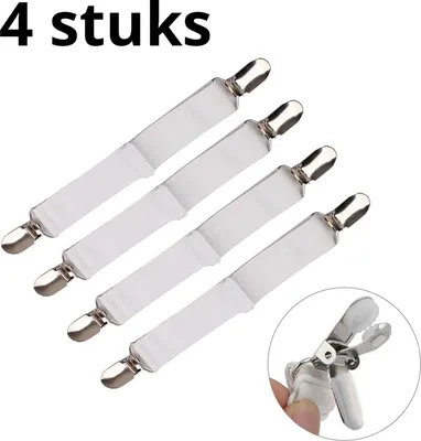 Produktbild von Spannbettlakenhalter - Bettdeckenclips - Bettdeckenklammern - Bezugsspanner - Spannbetttuchhalter Robuste Klammern - Verstellbar - 4 Stück weiß