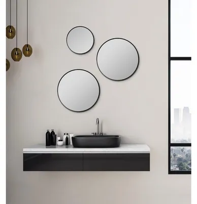 Image de Miroir rond - Ø 40 cm - Aluminium - Noir