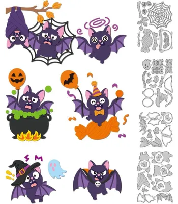 Obrázek produktu pro Šablona pro tvorbu kreativních karet s motivem netopýra na Halloween