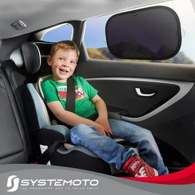 Produktbild von Famanu Auto-Sonnenschutz mit UV-Schutz (Set von 2) - Sonnenschutz für Kinder (schwarz)