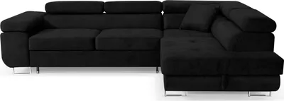 Produktbild von Ecksofa L-Form 275 x 202 cm Schwarz rechts mit Schlaffunktion und Bettkasten – Sofiland Aller L