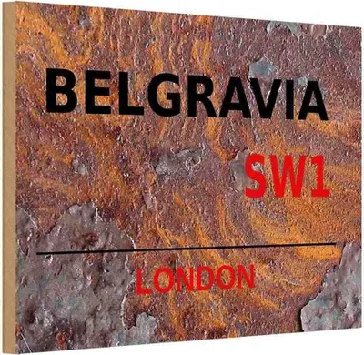 Produktbild von vianmo Holzschild 20x30 cm Street Belgravia SW1 England