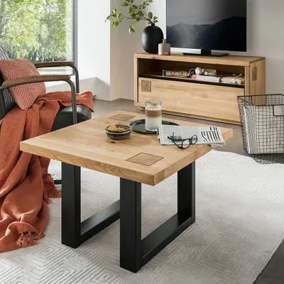 Produktbild von Wohnzimmermöbel Set Couchtisch mit Lowboard, modern in massiver Eiche WINCHESTER-69