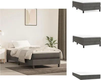 Produktbild von vidaXL Boxspringbett mit Matratze Dunkelgrau 100x200 cm Samt -  Betten & Bettgestelle