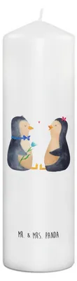 Produktbild von Mr. & Mrs. Panda Kerze Pinguin Pärchen 29 x 8 cm XL - Weiß - Geschenk, Stumpenkerze, Große Liebe, Bedruckte, Hochzeitstag, Verknallt, Erinnerungskerze, Blockkerze