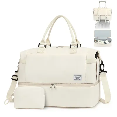 Produktbild von Reisetasche Wasserdichter Flugbegleiter Reise-Seesack - Tragetasche, Erweiterbar mit Trolley-Ärmel und Nasstasche, Sporttasche