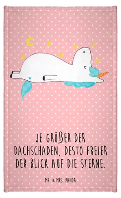 Produktbild von Mr. & Mrs. Panda Handtuch Einhorn Sternenhimmel - Rot Pastell - Geschenk, Gäste-WC, Gästetuch, Frotteetuch, Sterne, Einhörner, Unicorn, Baumwollhandtuch, Verrückt