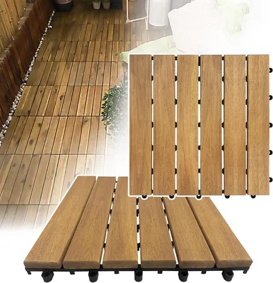 Produktbild von 55er Set Akazienholzfliesen 30x30 cm für Terrassen und Balkone