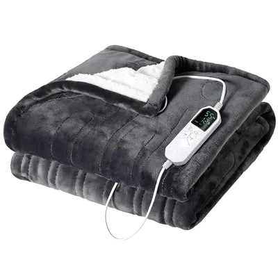 Produktbild von Elektrische Kuscheldecke 130 × 180 cm, Heizdecke mit 8 Heizstufen, Timer und Überhitzungsschutz, waschbar, für Sofa und Wohnzimmer
