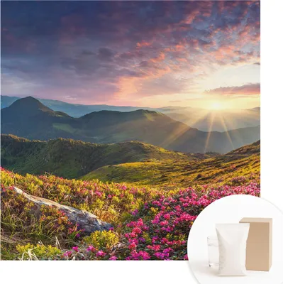Produktbild von Fototapete - Wandbilder für Wohnzimmer - 250x250 cm - Dekorative Wandfolie - Modernes Design für Wanddekoration - Tapeten für Innenräume - Bergpanorama