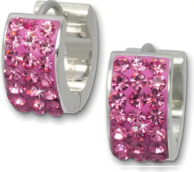 Image de Amello Boucles d'oreilles en acier inoxydable Créoles Femme Zirconia argent rose ESOS01A