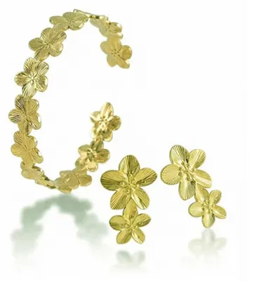 Produktbild von Vergoldetes Blumenschmuckset VWS260864G ( Ohrringe, Armband)