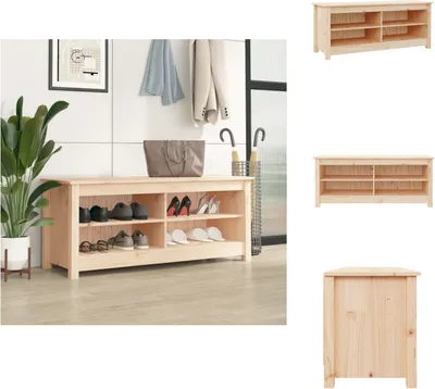 Obrázok produktu pre vidaXL Lavica na topánky 110x38x45,5 cm z masívneho borovicového dreva - Regály a skrine na topánky