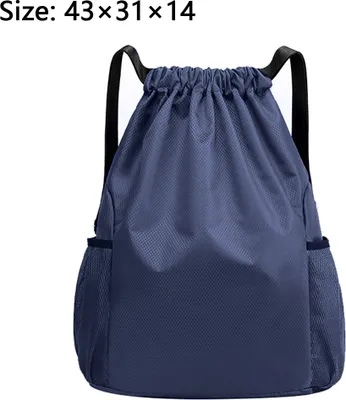 Obrázek produktu pro Šňůrka tělocvičny taška Vodotěsná sportovní taška se zipem vnitřní kapsy vnější síťové kapsy Gymsack tělocvična taška nastavitelná šňůrka lehký batoh taška ženy muži