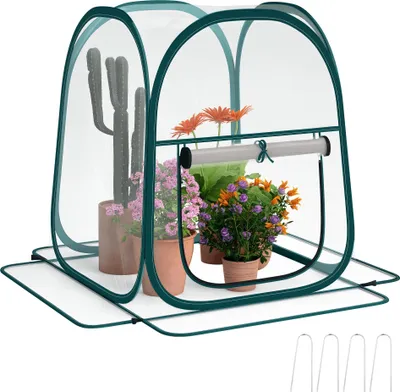 Produktbild von Outsunny Mini-Gartengewächshaus, Mini-Pop-Up-Gewächshaus aus transparentem PVC, Winterzelt für drinnen und draußen, für Gemüse, Pflanzen und Blumen, 70 x 70 x 80 cm