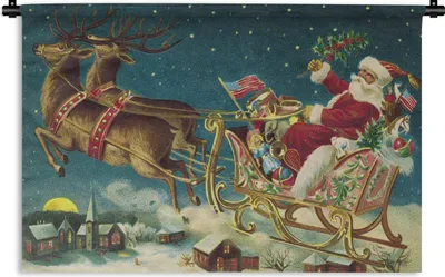 Produktbild von MuchoWow® Wandteppich Wandbehang Weihnachten - Winter - Vintage 150x100 cm Tapisserie Dekoration Wandtuch - Waschbar - Tapisserien - Wand-Decke