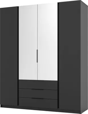 Produktbild von Masseno Drehtürenschrank CAGLIARI 200/239/61,9 cm 4-türig Schlafzimmer Schrank Kleiderschrank mit Spiegel Schwarz