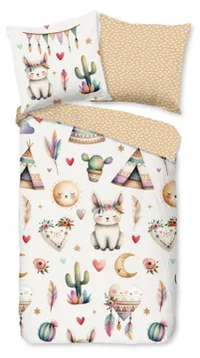 Produktbild von Duvet cover Good Morning 135x200 + 1* 80x80 cm - Desert animals and plants with tipi tent in boho style