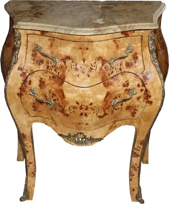 Image de Commode Casa Padrino style baroque, en bois d'érable "vogelaugenahorn" avec 2 tiroirs, plateau en marbre crème, dimensions : 68 x 40 x 72 cm