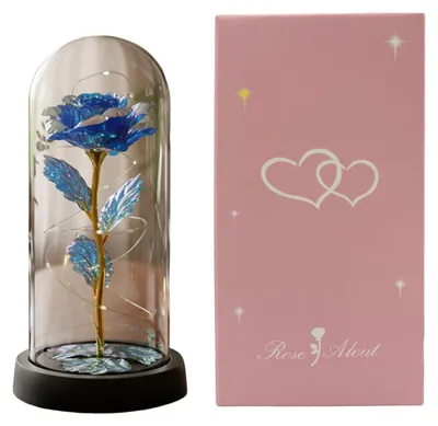 Produktbild von Konservierte Rose in einer Kuppel mit LED-Beleuchtung – Künstliche, ewige Rose – Geschenkidee für sie, Mama, Frauen – Valentinstag, Muttertag, Weihnachten, Geburtstag