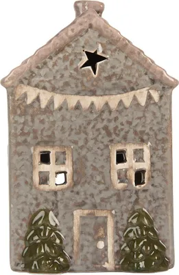 Immagine prodotto di Clayre & Eef Portacandele House 10x8x15 cm in Vetroceramica blu