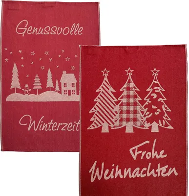 Produktbild von Ross 2-er Set Geschirrtücher Rot 50x70 cm Genussvolle Winterzeit