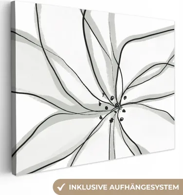 Produktbild von MuchoWow® - Leinwandbilder - Blume - Kunst - Weiß - Schwarz, Wandbild, Wanddeko Bilder Wohnzimmer, 40x30 cm