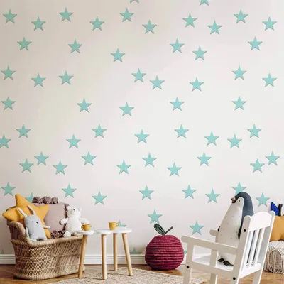 Produktbild von Vlies Tapete - Stars - Aquamarine 50x1000 cm Für Kinder f-B-0008-j-d